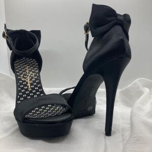 Black satin sandals
